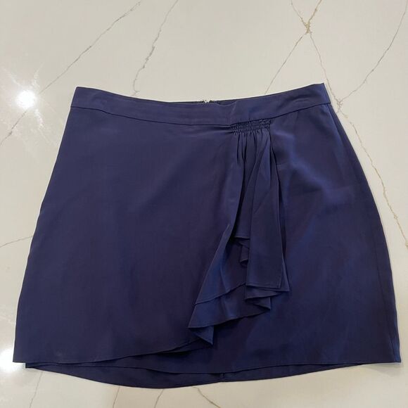 BCBGMaxAzria Blue Wrap Skirt Casual - Picture 3 of 6